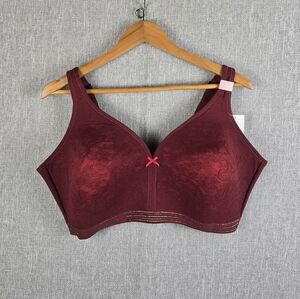 Cacique Lightly Lined No Wire Bra Maroon Sz 44DDD NWT